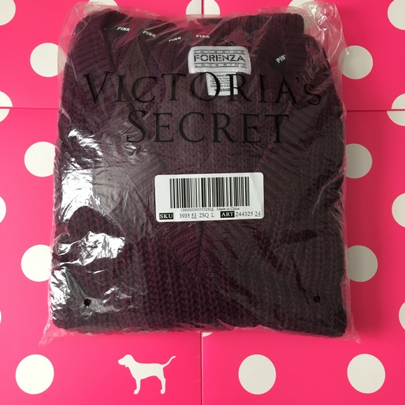HTF PINK Victoria’s Secret Heritage Oversized V-Neck Sweater Top NWT - Picture 5 of 8